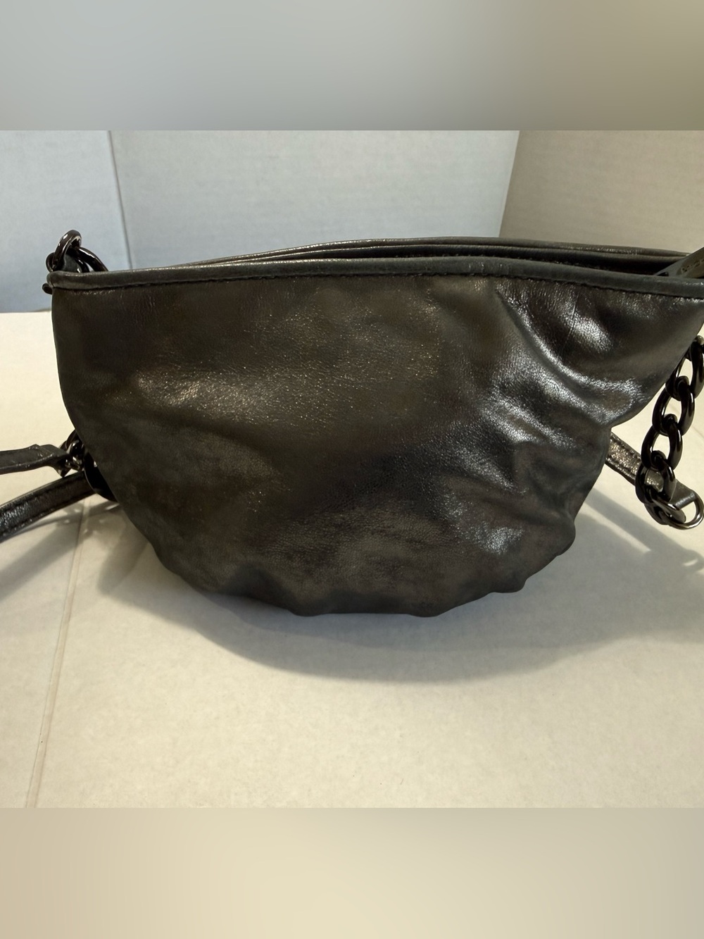 Michael Kors Small Black Leather Gunmetal Grommet-Embellished Crossbody Bag - Picture 3 of 11
